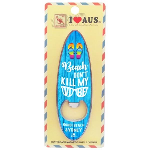 Blue Surf Board Wordings Opener Magnet