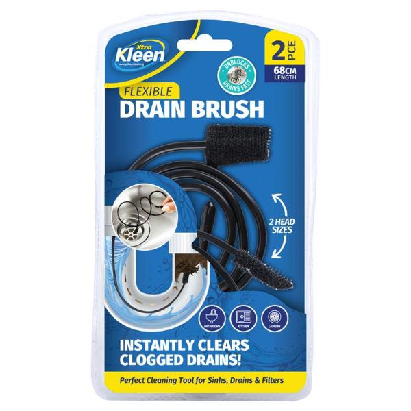 2 Pack Flexible Drain Brush Cleaner Kit With Brush Tip