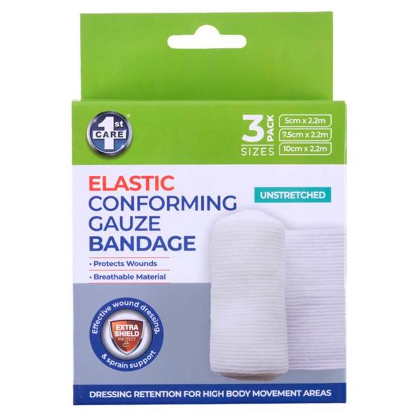 3 Pack Elastic Conforming Gauze Bandage