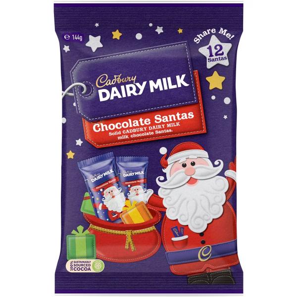 12 Pack Cadbury Dairy Milk Chocolate Santa - 144g