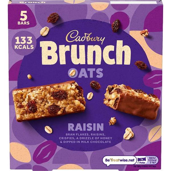 5 Pack Cadbury Brunch Raisin Oats - 160g