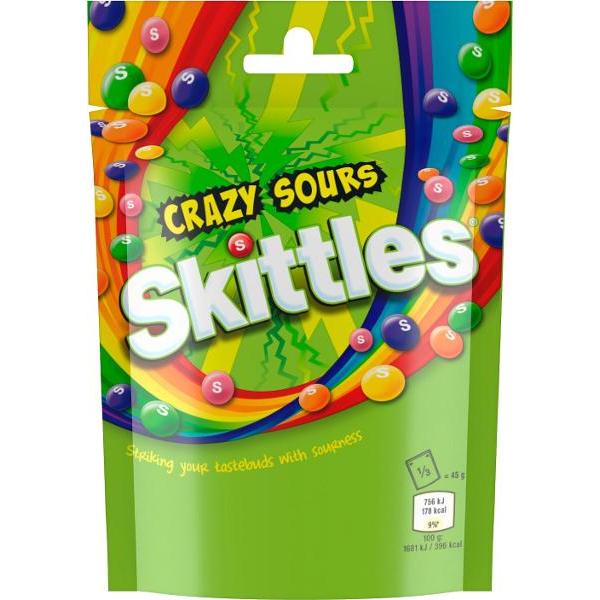 Crazy Sours Skittles Pouch - 136g