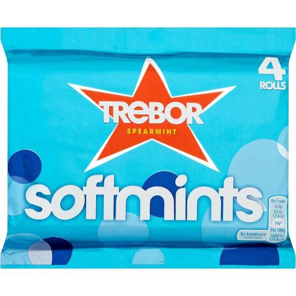 4 Pack Trebor Softmints Spearmint Mints Roll - 179.6g