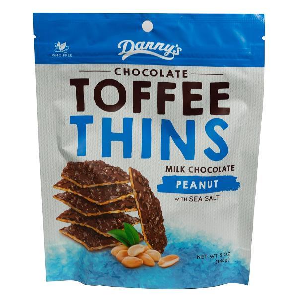 Dannys Milk Chocolate Peanut With Sea Salt Toffee Thins - 140g