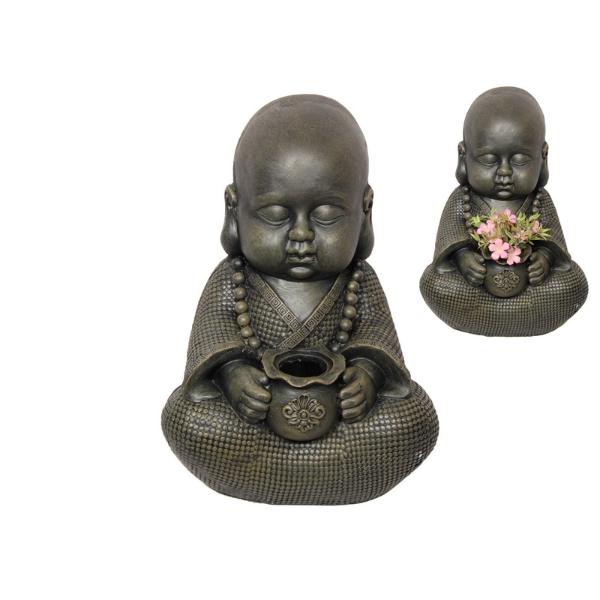 Sitting Buddha Monk With Pot Holder