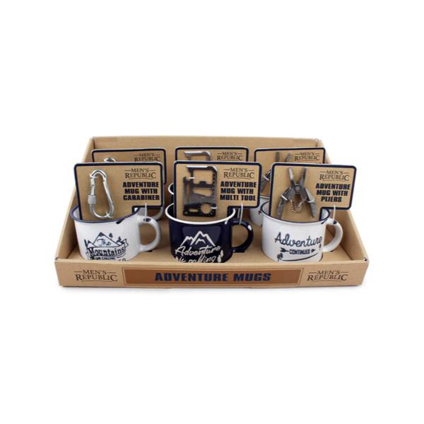 6 Pack Mens Republic Adventure Mugs With Tool Gift Sets In Shelf Tray