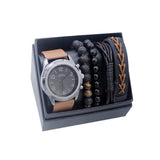 Load image into Gallery viewer, Black Brown Mens Republic Watch Set With 4 Bracelets
