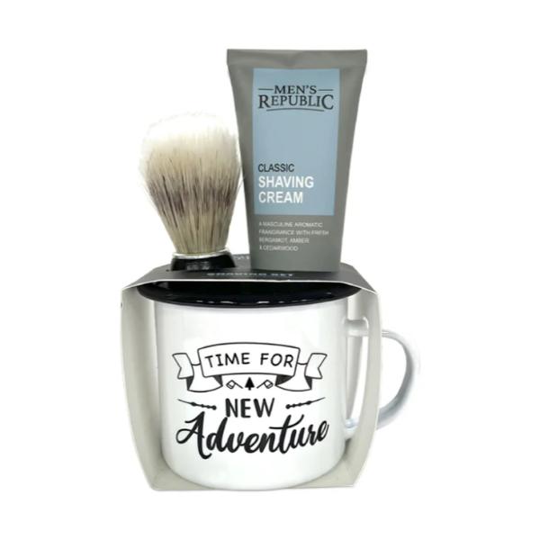 Mens Republic Mug With Shaving Cream & Beard Brush - 9cm x 12cm x 17cm