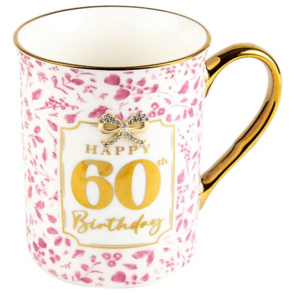 Happy Birthday 60th Bow Mug - 360ml