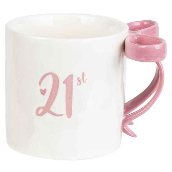 21st Birthday Mug With Bow Handle
