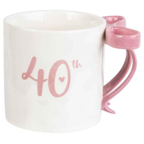 40th Birthday Mug With Bow Handle