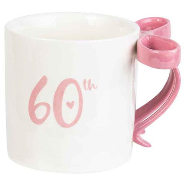 60th Birthday Mug With Bow Handle