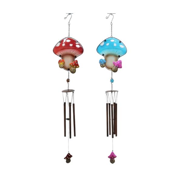 Metal Glass Mushroom Wind Chime - 95cm