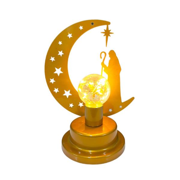Gold Ramadan & Eid Moon Battery Operated Lamp - 12.5cm x 23.5cm