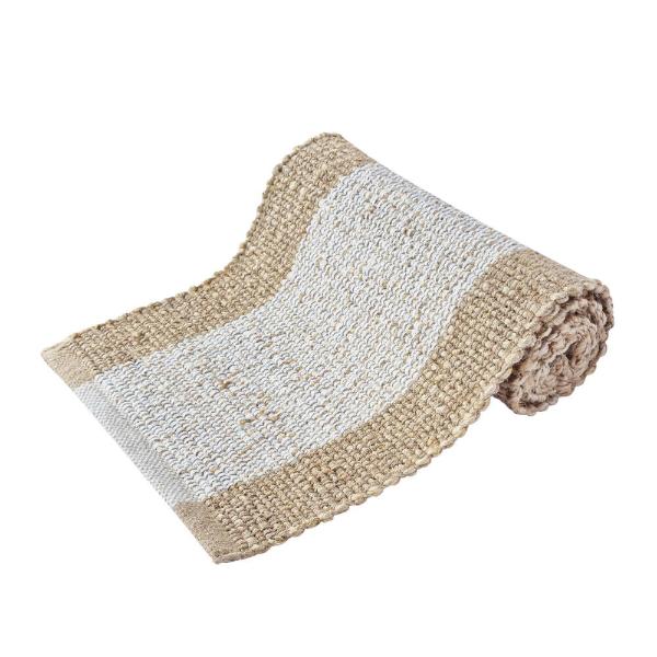 White & Warm Taupe Home Blake Jute Runner - 37cm x 180cm