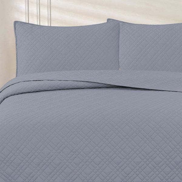 Jane Barrington Morris Dark Grey King Ultrasonic Embossed Lightly Quilted Reversible Coverlet Set