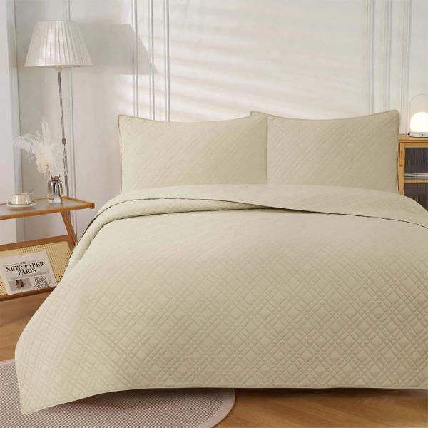 Morris Beige King Ultrasonic Coverlet