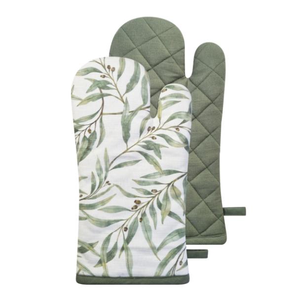 2 Pack Forest & Ivory Home Oven Mitt - 19cm x 35cm