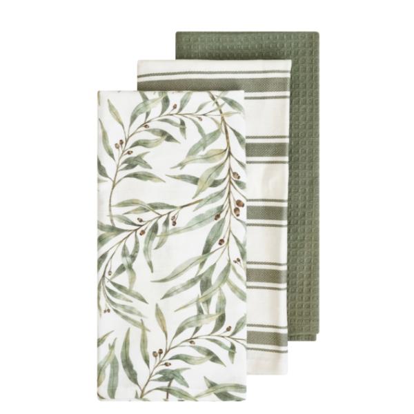 3 Pack Forest & Ivory Eucalyptus Tea Towel