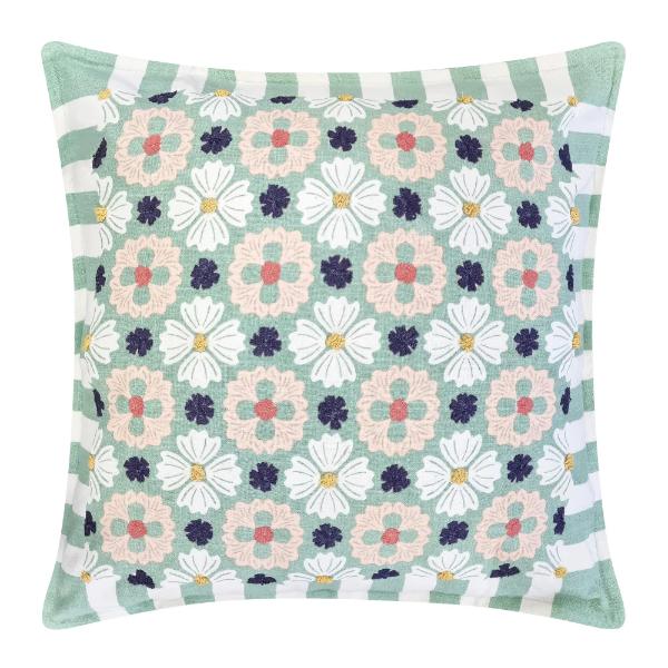 White Multi & Peppermint Zoe Cushion - 50cm x 50cm