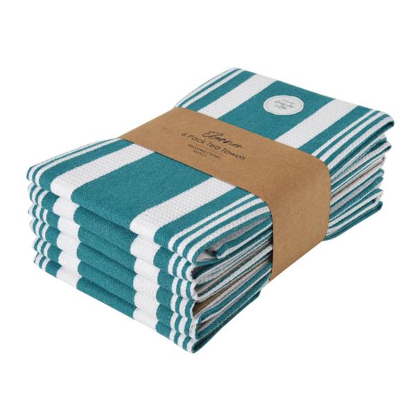 6 Pack Blue Eleanor Tea Towel - 50cm x 70cm