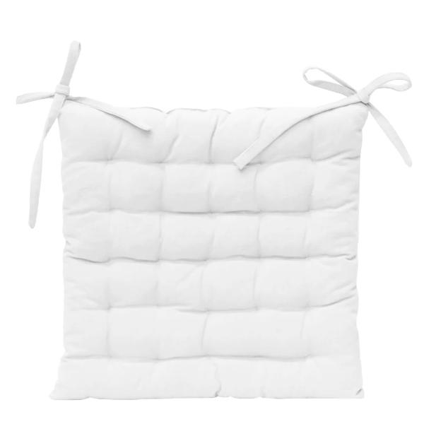 White Outdoor Solid Chair Pad - 40cm x 40cm