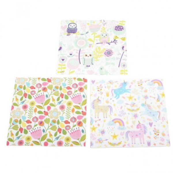 20 Pack 3 PLY Printed Assorted Paper Napkins - 33cm