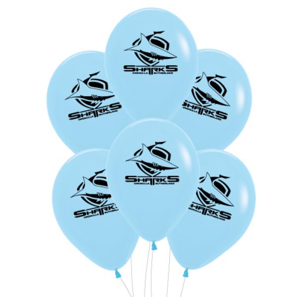 6 Pack NRL Sharks Balloons - 30cm