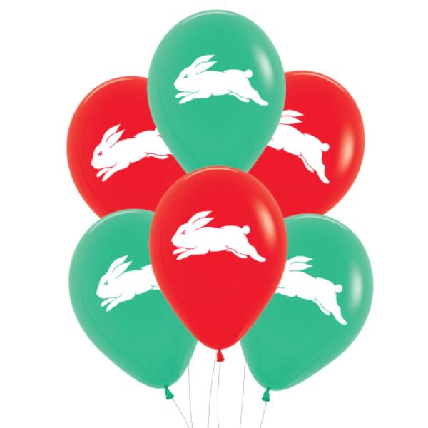 6 Pack NRL Rabbitohs Balloons - 30cm