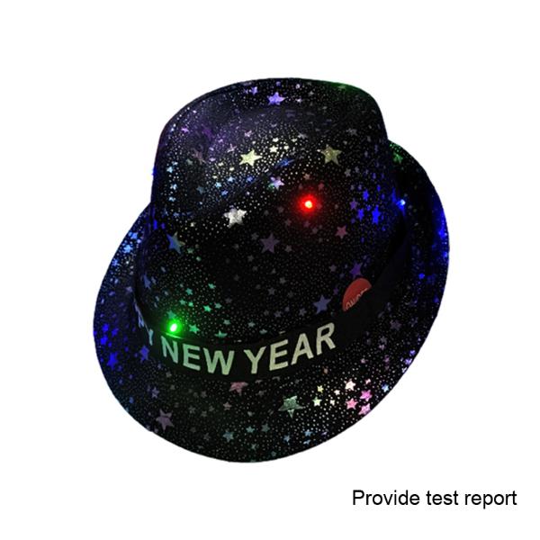 Black New Year Led Fedora With Stars