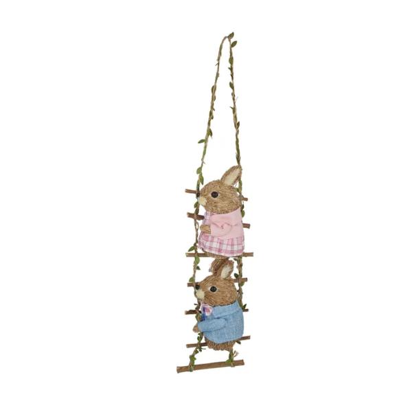 Pink & Blue Bunnies On Ladder Straw - 13cm x 53cm