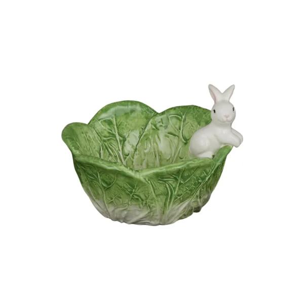 Green Ceramic Bunny Cabbage Dish - 15cm x 12cm