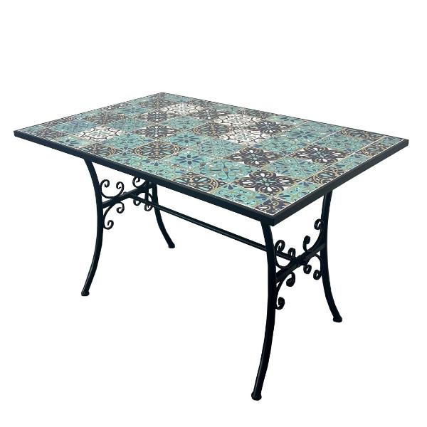 Mosaic Green Rectangle Table - 120cm x 80cm x 75cm