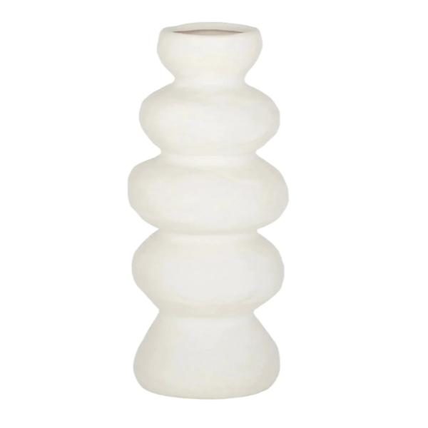 White Ceramic Ravella Textured Curved Vase - 30cm