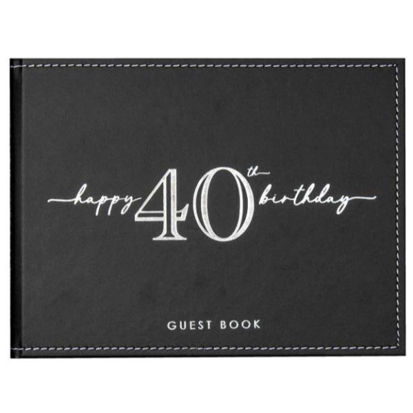 Black 40th Guest Book - 23cm x 18cm