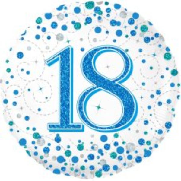Blue Sparkling Fizz 18th Birthday Balloon - 18 inch