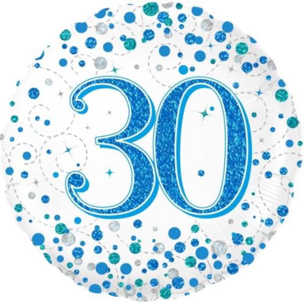 Blue 30th Birthday Sparkling Fizz Foil Balloon - 18in