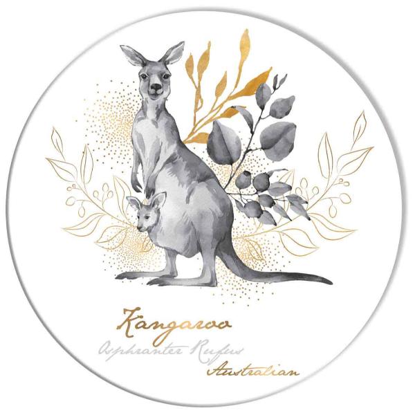 Black And White Ceramic Kangaroo Surface Protector - 25cm