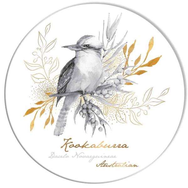Ceramic Black And White Kookaburra Surface Protector - 25cm
