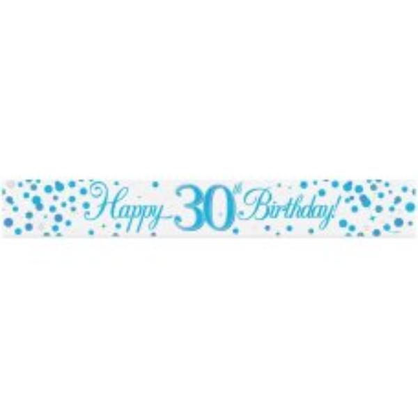 30th Birthday Sparkling Fizz Blue Banner - 2.7m
