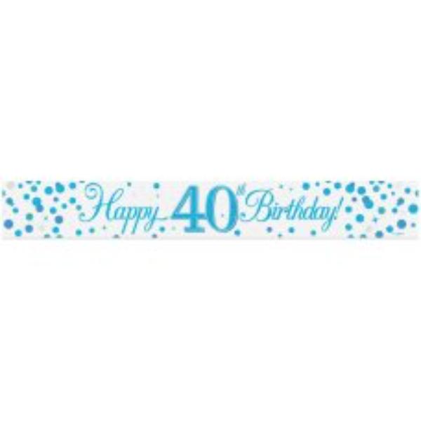 40th Birthday Sparkling Fizz Blue Banner - 2.7m