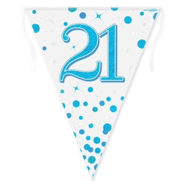 Sparkling Fizz Blue 21st Birthday Bunting