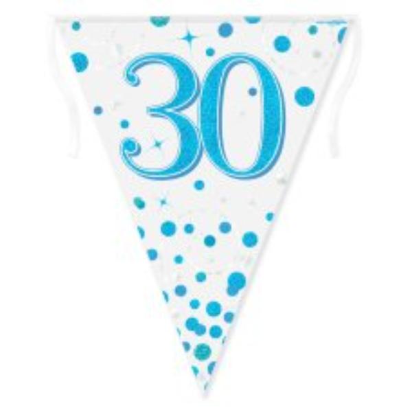 30th Birthday Sparkling Fizz Blue Bunting