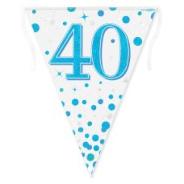 40th Birthday Sparkling Fizz Blue Bunting