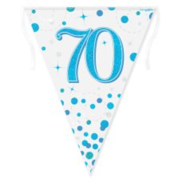 70th Birthday Sparkling Fizz Blue Bunting