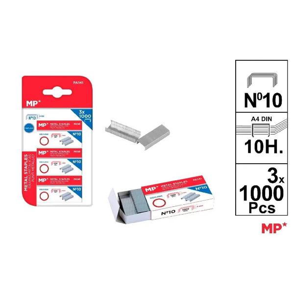 3 Pack Nikel Metal Stalples No.10