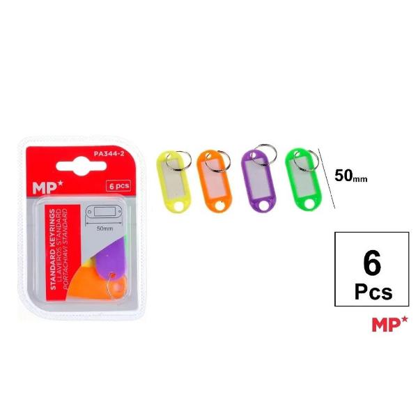 6 Pack Coloured Keyrings
