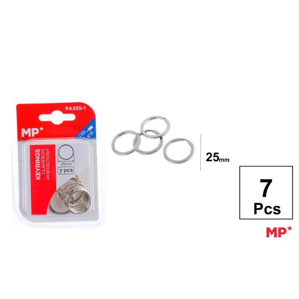 7 Piece Metallic Keyrings - 25mm