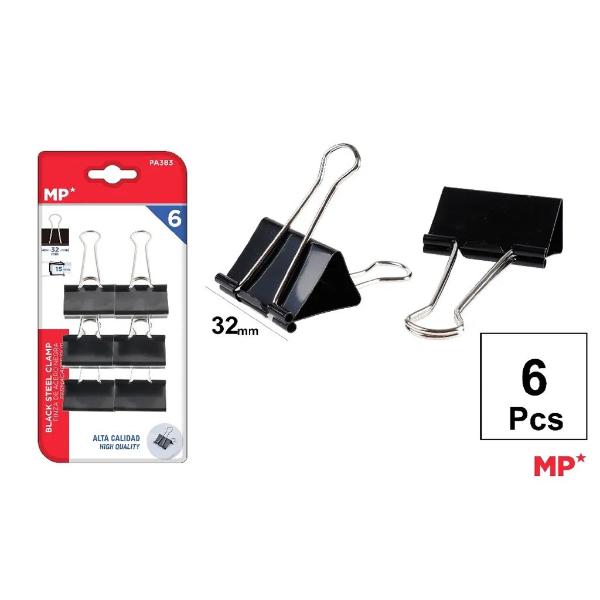 6 Pack Steel Foldback Clip