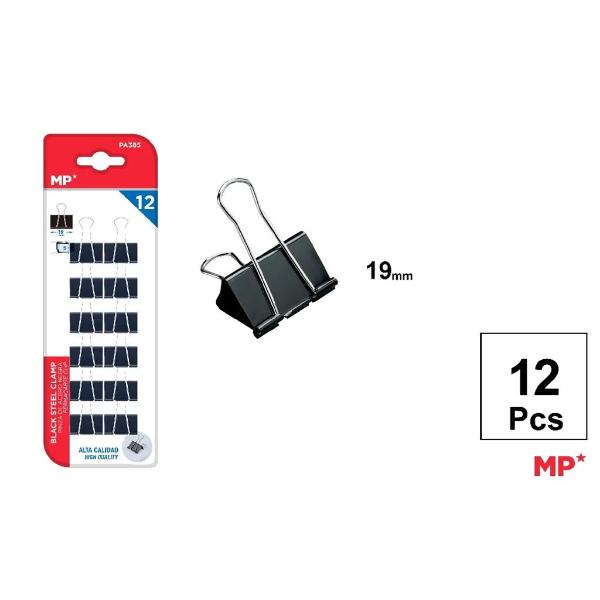 12 Pack Steel Foldback Clip